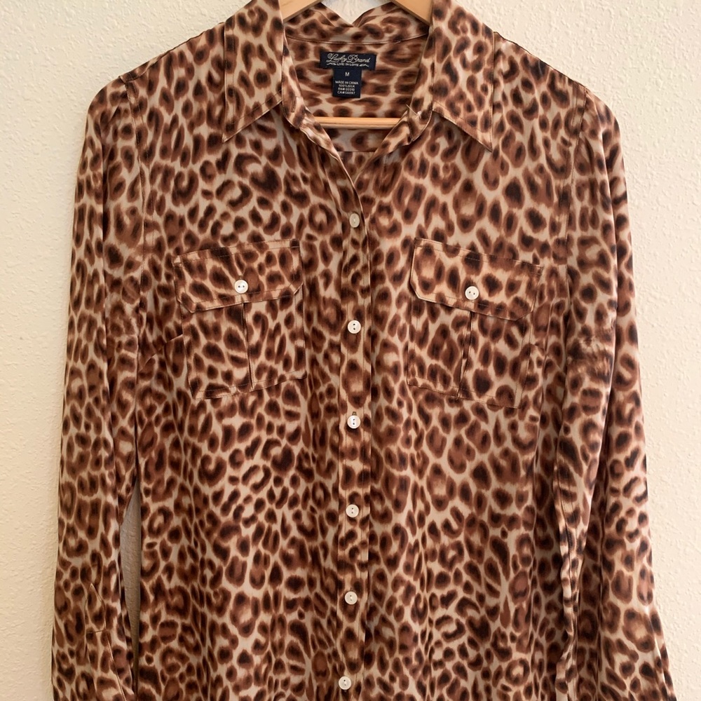 Like new leopard print Lucky Brand silk blouse